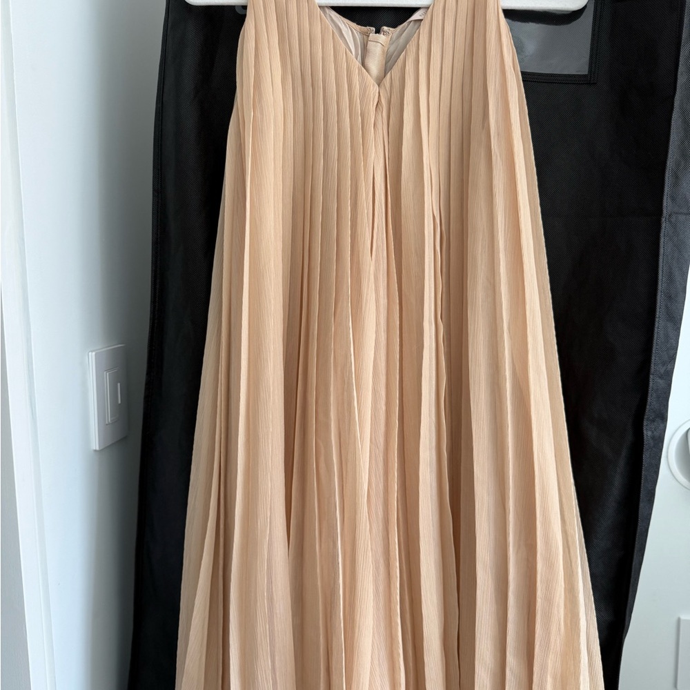 Rebecca Taylor Pleated Dress in Beige